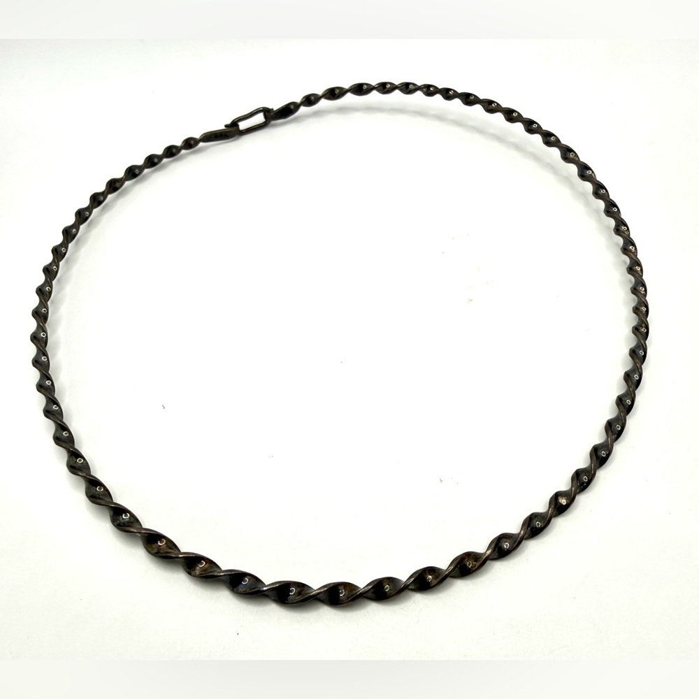 Vintage Mexican Sterling Silver Twisted Collar Necklace 925 Mid-Century Modern